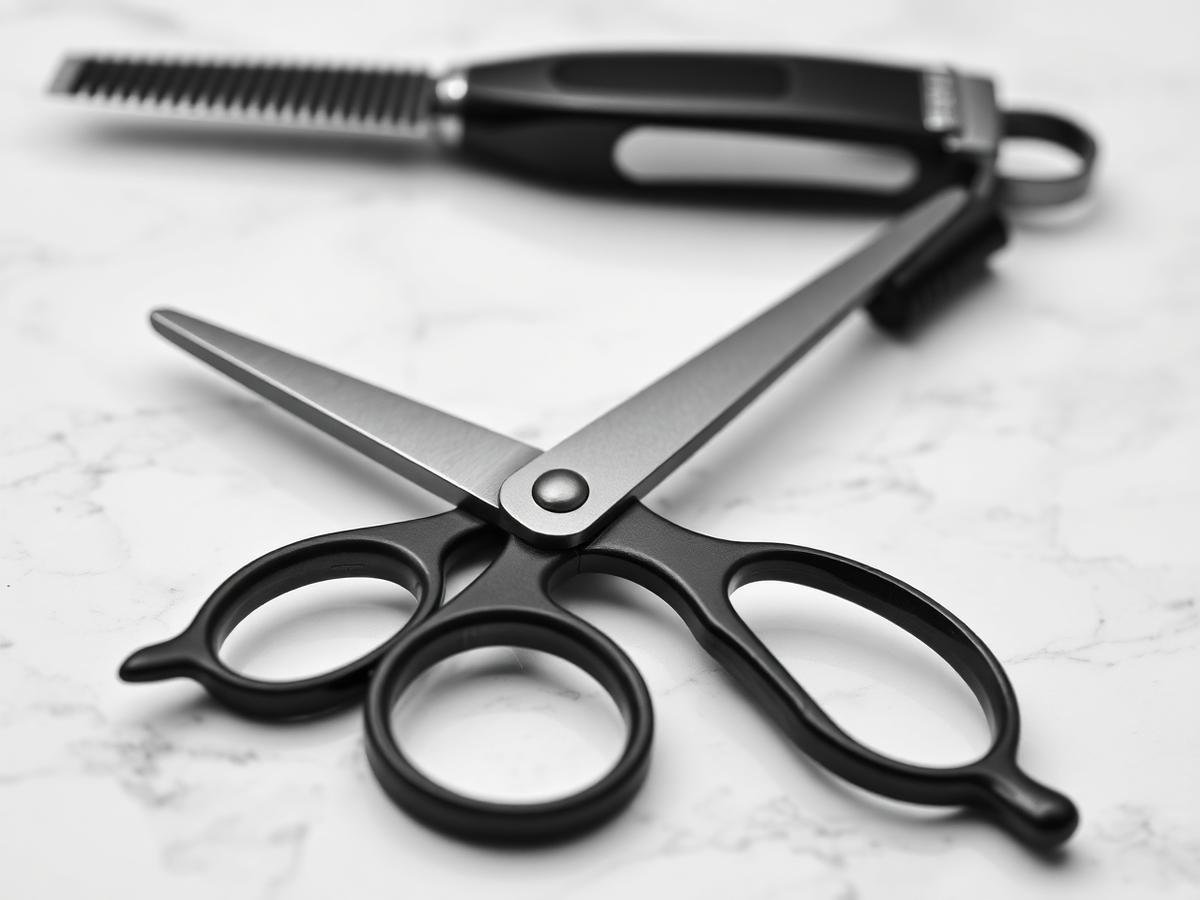 Professional clippers and barber scissors